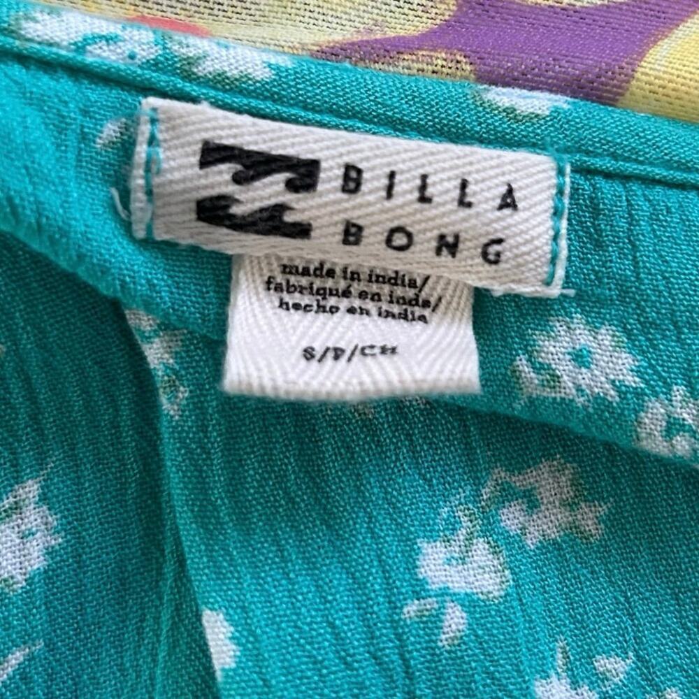 Billabong Floral Wrap Mini Dress Beach Surfer Boho Blue Women S - Picture 5 of 8